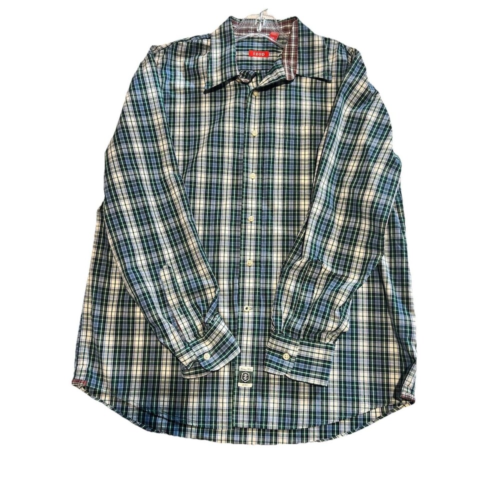 Izod Men's  XL Button Down Plaid Shirt Long Sleeve RTW